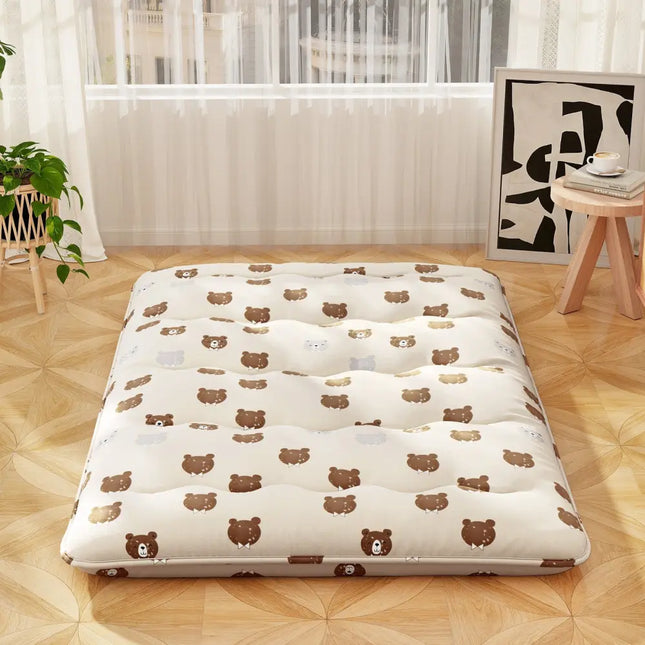 Foldable Futon Mattress with Washable Cover and Carry Bag for Camping-Full Size - Brown - Mattresses