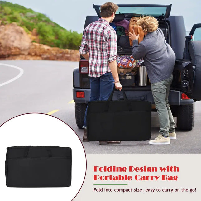 Folding Camping Table with Storage Organizer-Black - Black - Camping Furniture