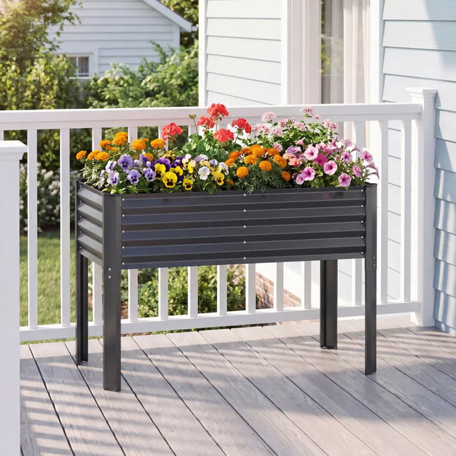 Galvanized Raised Garden Bed with Legs 46’’ x 24’’ x 31’’ Metal Elevated Planter Box-Gray - Gray - Raised Garden Beds