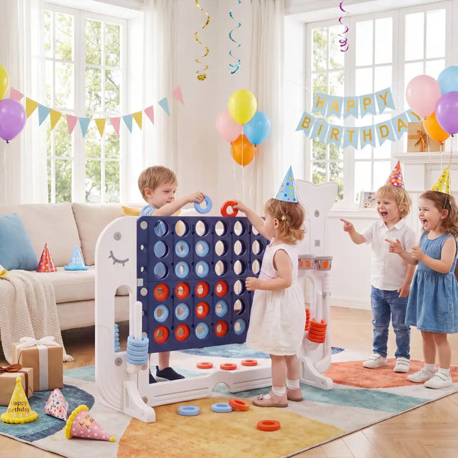 Giant 4-to-Score Game Set Jumbo Connect Four Game with Ring-toss-Navy - Navy - Lawn Games