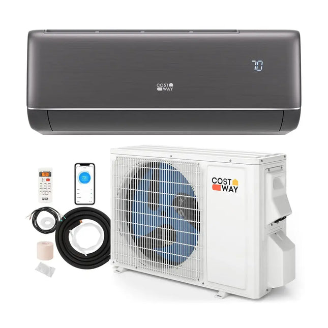 GreyVolt Series 12000 BTU 22 SEER2 115V WiFi Enabled Mini Split AC Compatible with Alexa Gray Costway