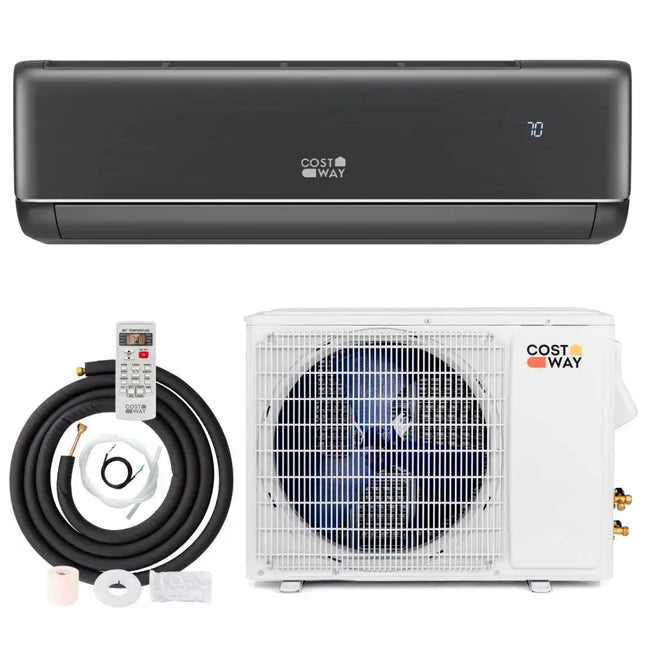 GreyVolt Series Energy Star Certified 12000 BTU 21 SEER2 208-230V Mini Split Air Conditioner and Heater Gray Costway
