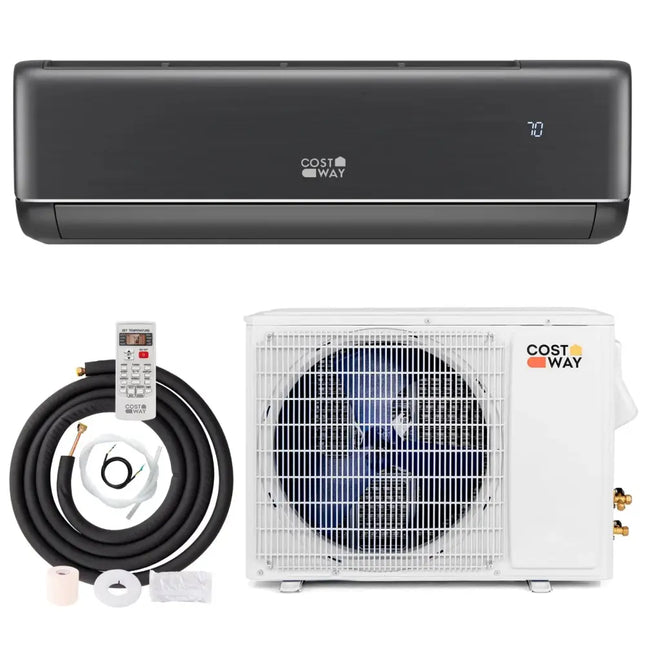 GreyVolt Series Energy Star Certified 18000 BTU 21 SEER2 208-230V Mini Split Air Conditioner and Heater Gray Costway