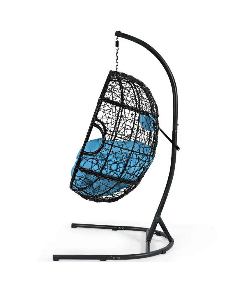 Hanging Cushioned Hammock Chair with Stand-Blue - Blue - Hammocks