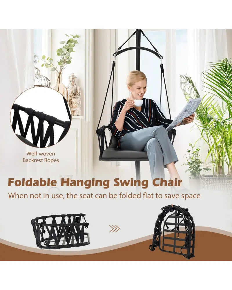 Hanging Swing Chair with Stand-Gray - Gray - Hammocks