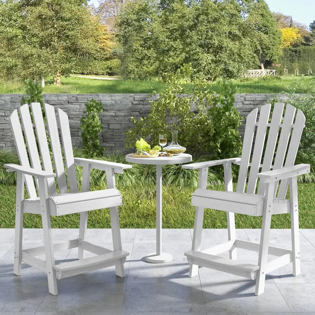 HDPE Patio Chair with Armrest and Footrest for Indoor Outdoor-White - White - Adirondack Chairs
