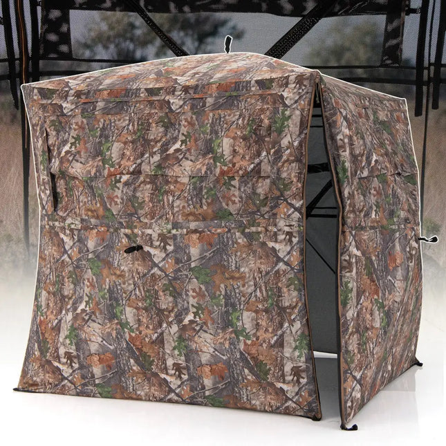 Hunting Blind 360 Degree One-Way See-Through Ground Blind for 2-3 Person - Camouflage - Tents