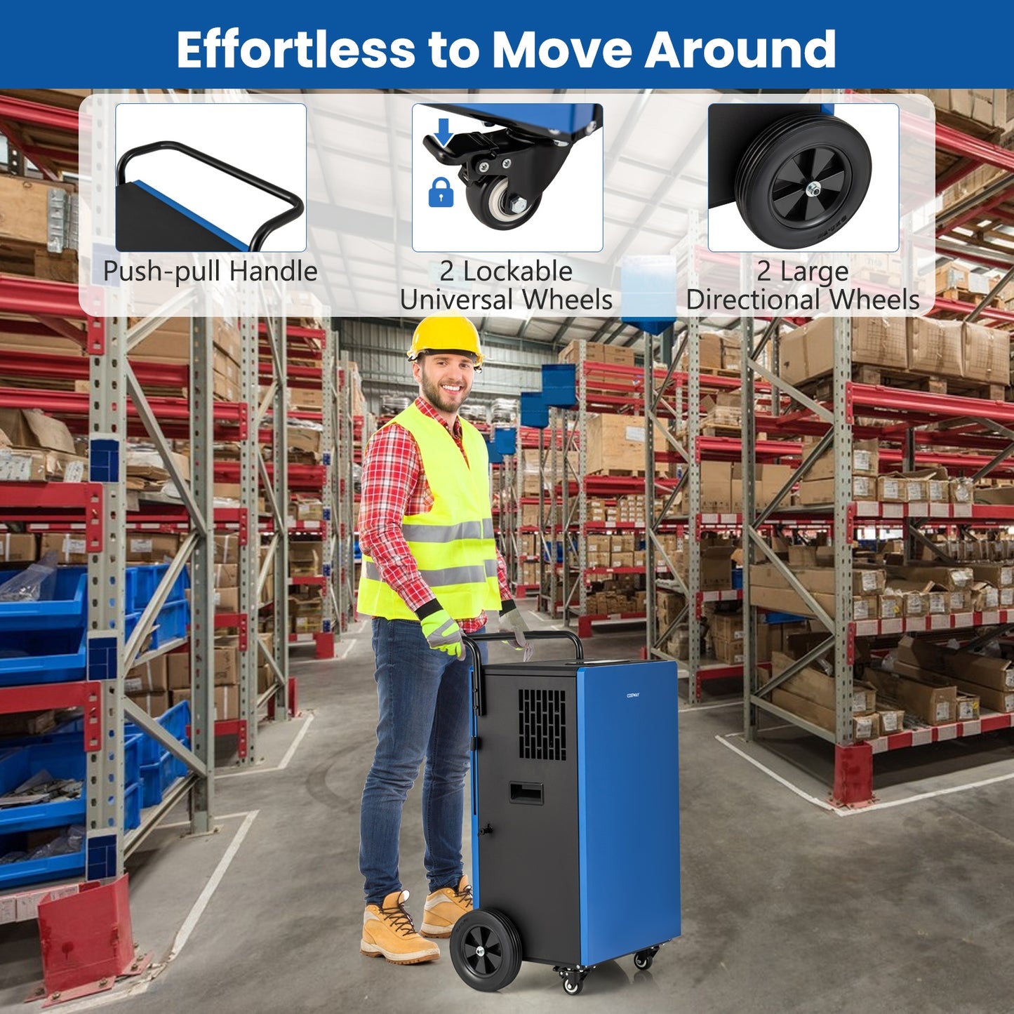 215 Pints 8000 Sq.Ft Commercial Dehumidifier For Home and Basement with 24H Timer-Blue