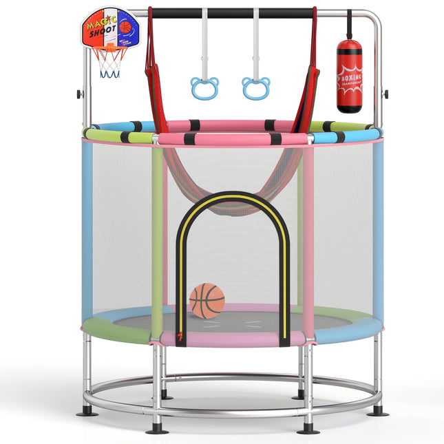 55" Kids Trampoline Gift for for 3-6 Years Old Boys and Girls-Pink