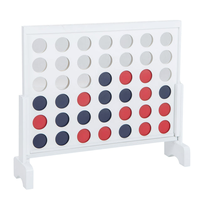 Wooden4-in-a-row Game Set with 42 PCS Chips and 600D Oxford Fabric Carrying Bag-White