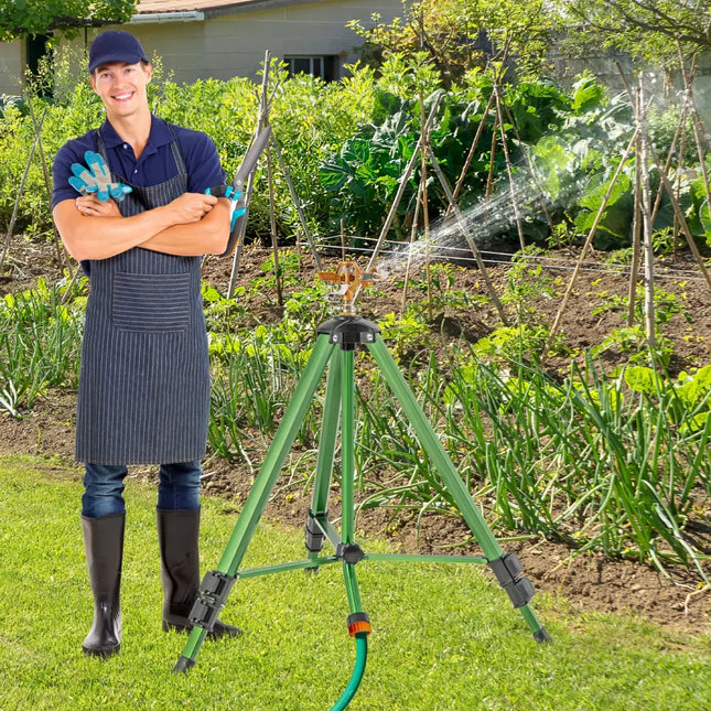 Impact Sprinkler on Tripod Base Set of 2 with 360 Degree Rotation-L - Green - Watering & Irrigation