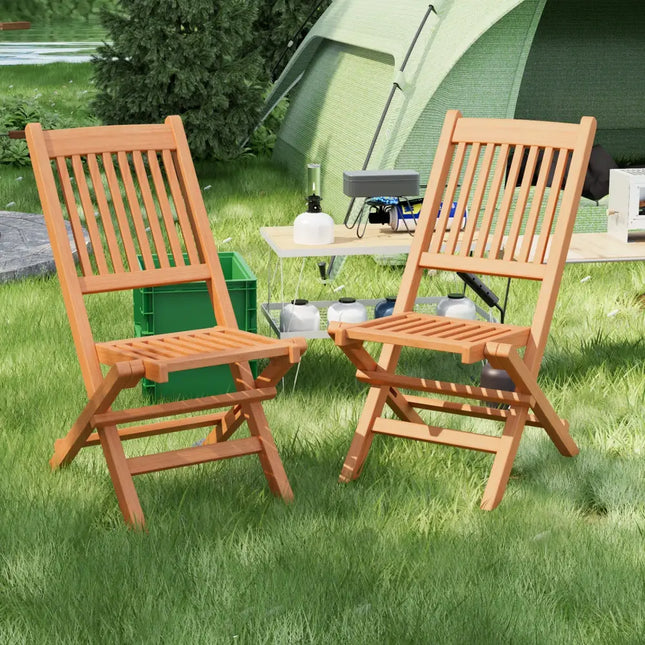 Indonesia Teak Wood Patio Folding Dining Chair with Slatted Seat - Natural - Patio Dining Chairs