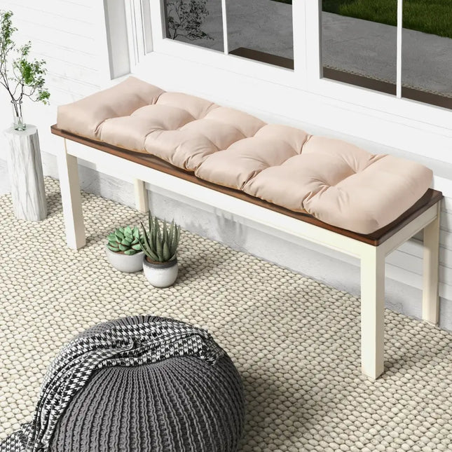 Indoor Outdoor Tufted Bench Cushion with Soft PP Cotton-Beige - Beige - Outdoor Furniture Accessories