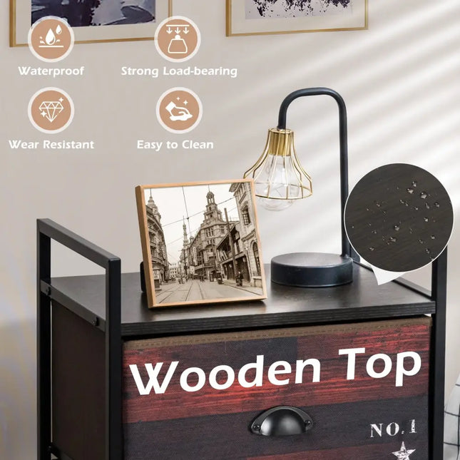 Industrial 4 Fabric Drawers Storage Dresser with Fabric Drawers and Steel Frame Costway