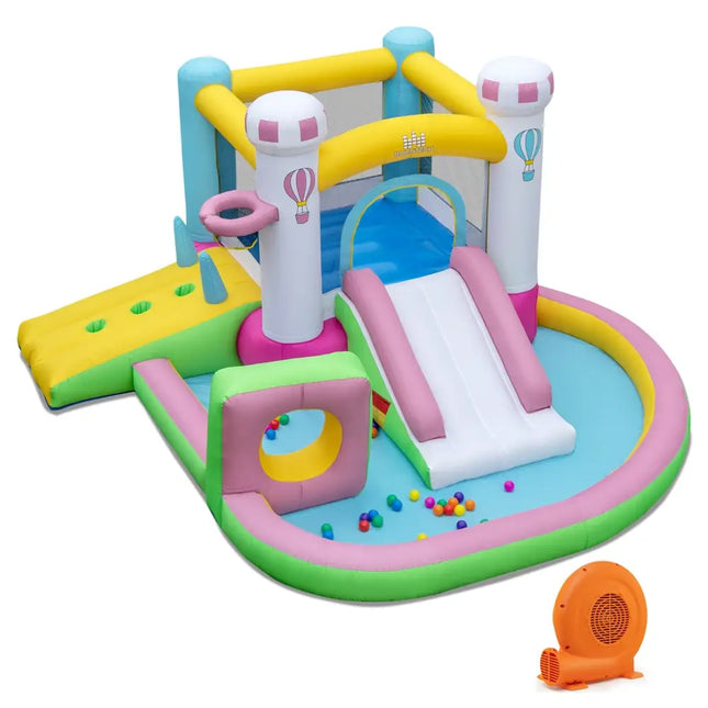 Inflatable Bounce House Bouncy Castle with Obstacle and Ball Pit with 520W Blower - Multicolor - Bounce House