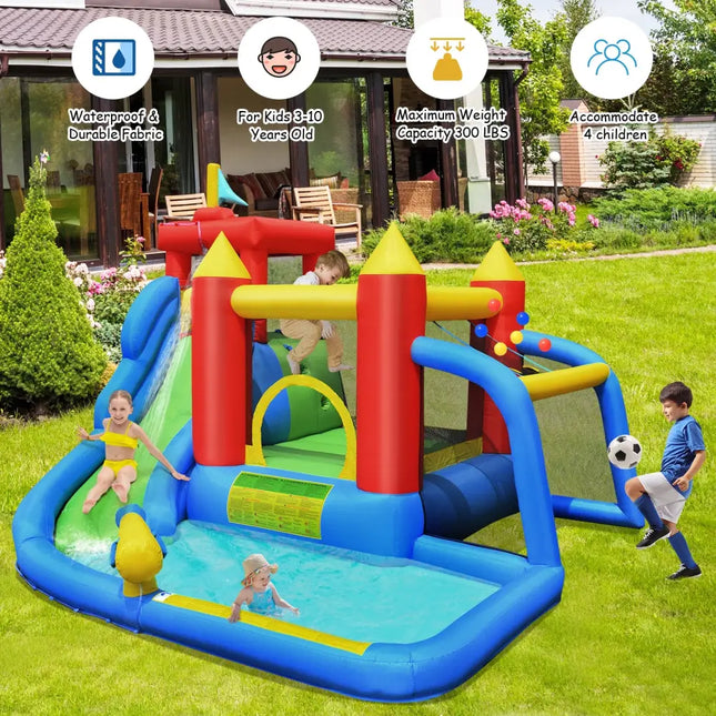 Inflatable Bounce House Splash Pool with Water Climb Slide Blower included - Inflatable Water Slides