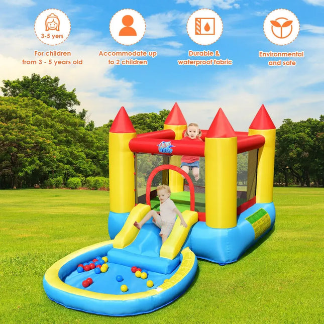 Inflatable Kids Slide Bounce House with 580w Blower - Bounce House