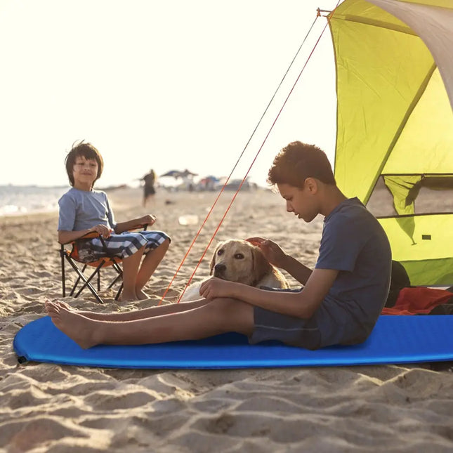 Inflatable Sleeping Pad with Carrying Bag-Blue - Blue - Air Mattresses & Sleeping Bags