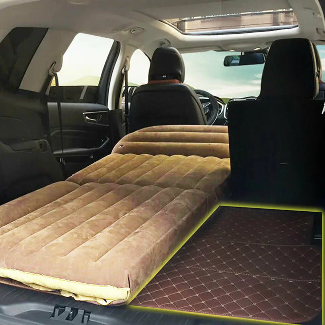 Inflatable SUV Air Backseat Mattress Travel Pad with Pump Camping and Pillow - Yellow - Air Mattresses & Sleeping Bags