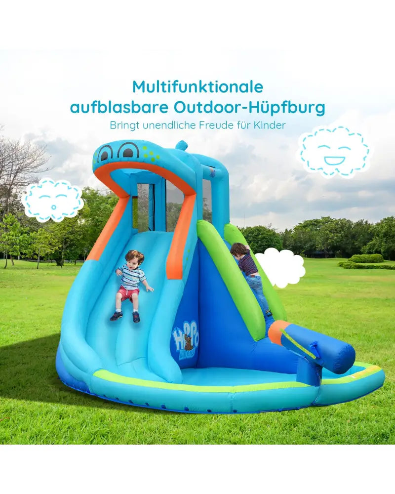Inflatable Water Pool with Splash and Slide Without Blower - Blue - Inflatable Water Slides