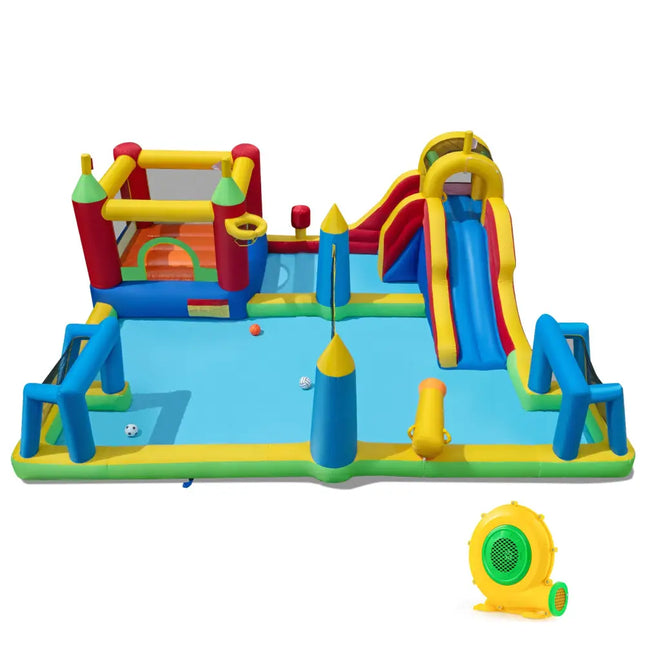 Inflatable Water Slide Bounce House 9-in-1 Jumping Castle with 680W Blower - Inflatable Water Slides