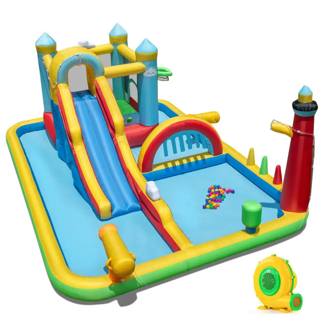 Inflatable Water Slide Giant Water Park with Long Slide 750W Blower - Inflatable Water Slides