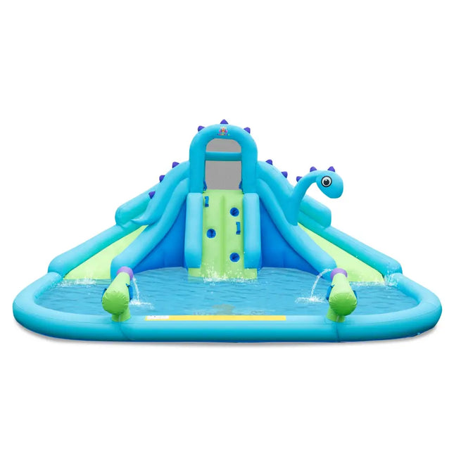 Inflatable Water Slide with Dual Slides and Large Splash Pool (Without Blower) - Blue - Outdoor Play