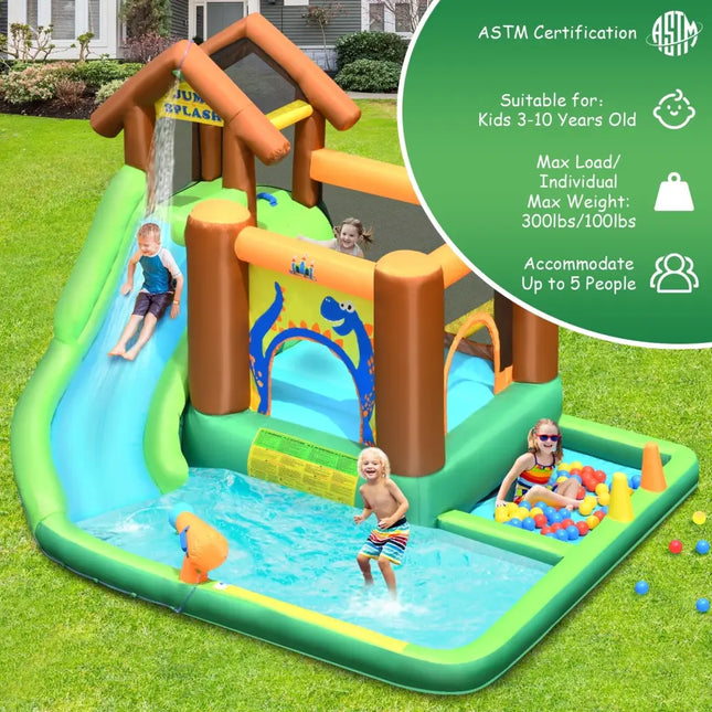 Inflatable Waterslide Bounce House Climbing Wall Ball Pit with Blower - Inflatable Water Slides