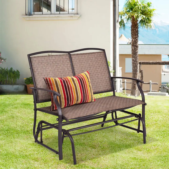 Iron Patio Rocking Chair for Outdoor Backyard and Lawn - Brown - Patio Rocking Chairs & Gliders