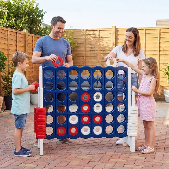 Jumbo 4-to-Score Game Set for Kids and Adults 3.5FT Tall by 4FT Wide Oversized Family Fun Game-White - White - Lawn