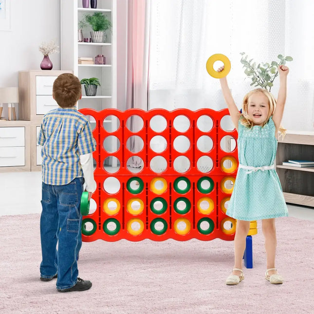Jumbo 4-to-Score Giant Game Set with 42 Jumbo Rings and Quick-Release Slider-Blue - Blue - Lawn Games