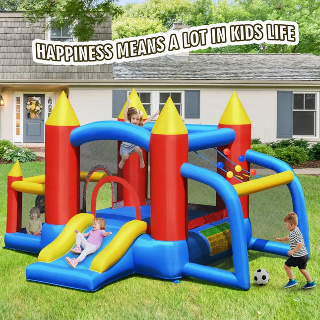Kid Inflatable Slide Jumping Castle Bounce House with 740w Blower - Bounce House