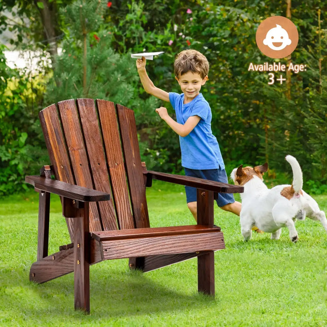 Kid’s Adirondack Chair with High Backrest and Arm Rest-Coffee - Coffee - Adirondack Chairs