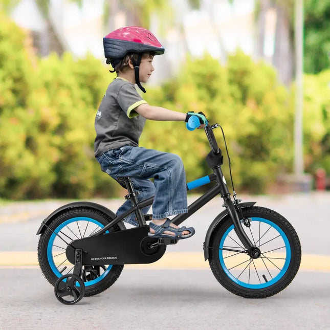 Kids Bike with Adjustable Handlebar and Saddle Black - 14 inches - Oasis Home Essentials