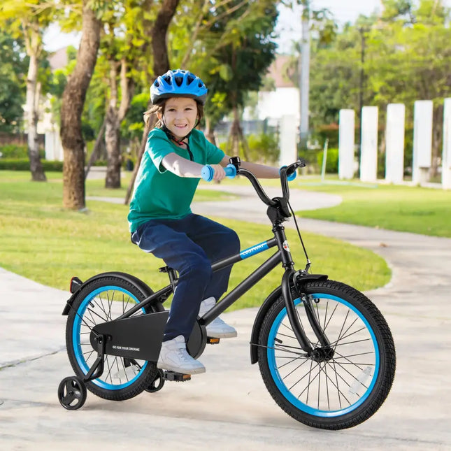 Kids Bike with Adjustable Handlebar and Saddle Black-18 Inches - Black - Kids Bike