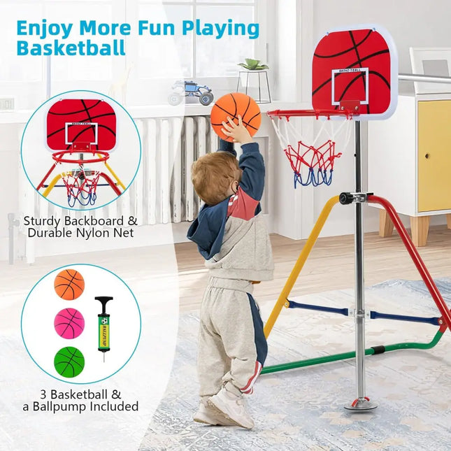 Kids Folding Horizontal Bar with 4 Adjustable Heights-Multicolor - Multicolor - Toy Sports