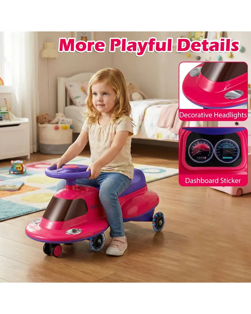 Kids Ride On Toy with Under-seat Storage and LED Flashing Wheels-Pink - Pink - Push & Pedal Ride On Toys
