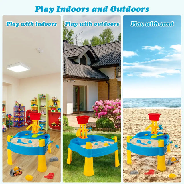Kids Sand and Water Activity Table Sandbox with 18 Pieces Accessories - Sandboxes