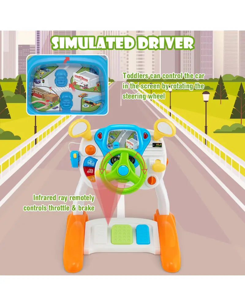 Kids Steering Wheel Pretend Play Toy Set with Lights and Sounds - Multicolor - Learning Toys