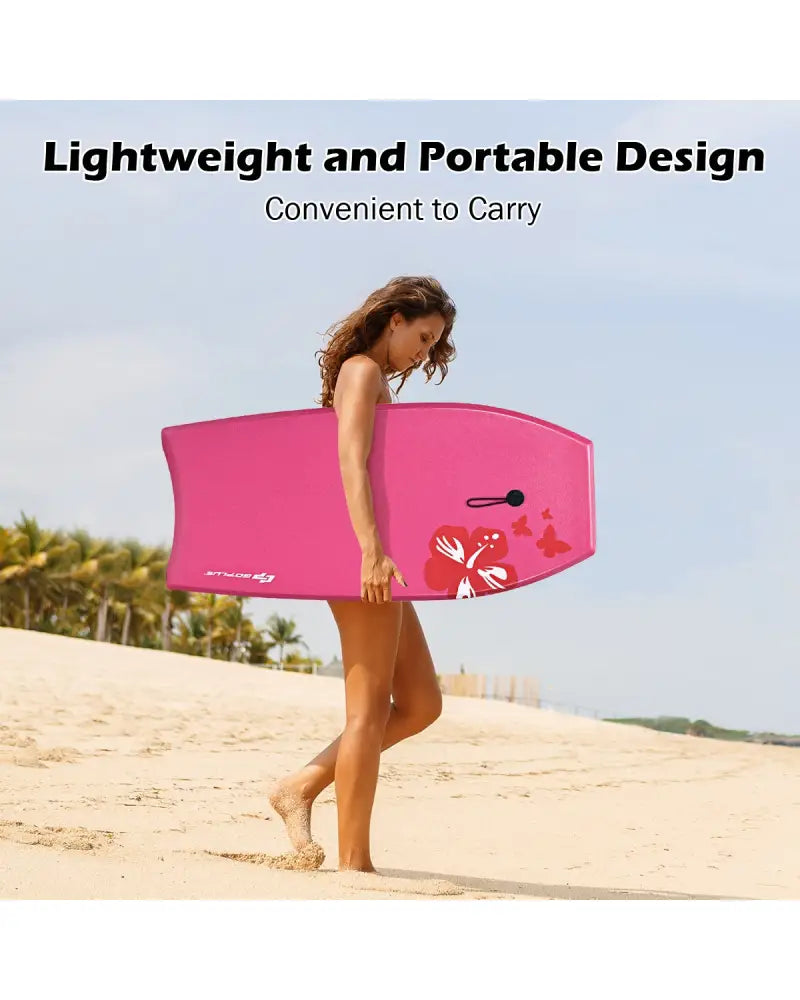 Lightweight Bodyboard Surfing with Leash EPS Core Boarding IXPE-L - Pink - Surfing