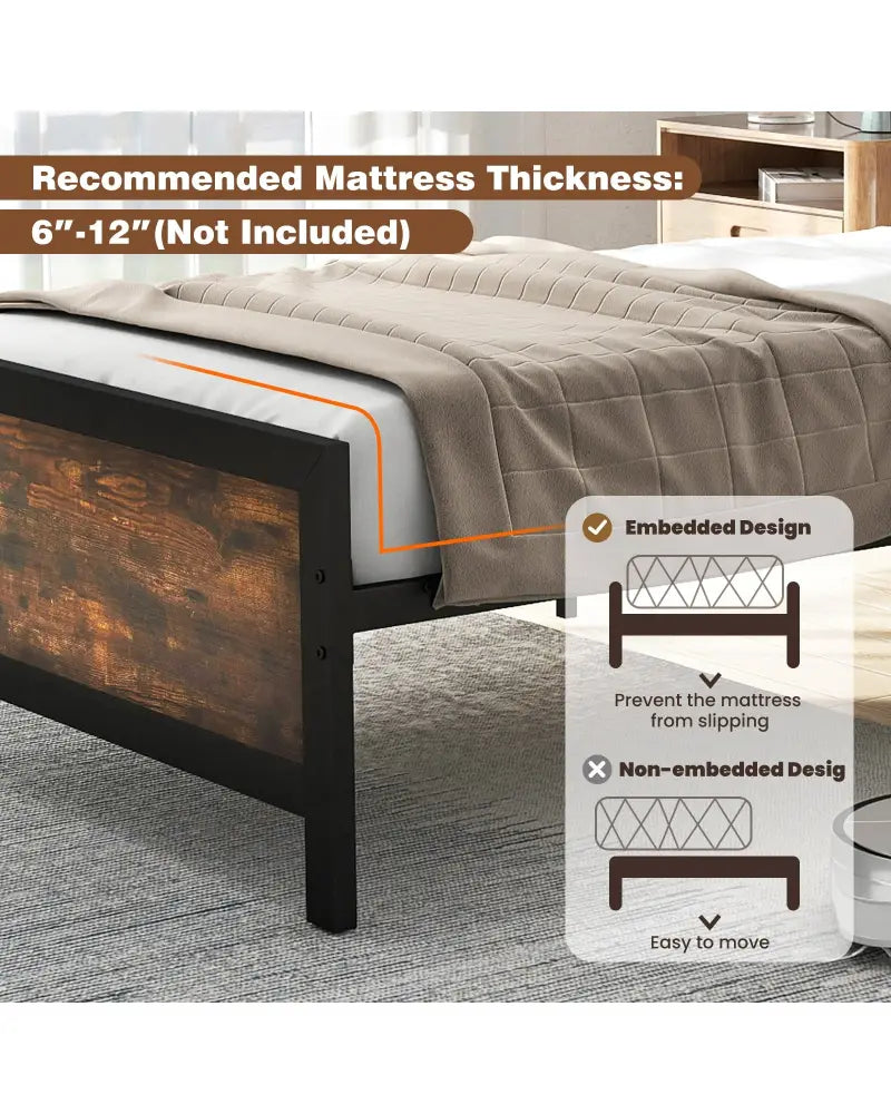 Metal Bed Frame with Headboard and Footboard-Twin Size - Simple Bed Frame