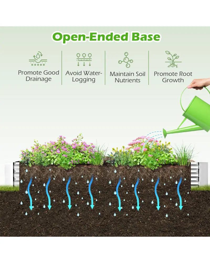 Metal Galvanized Raised Garden Bed with Open-Ended Base-8 x 4 ft - Silver - Raised Garden Beds