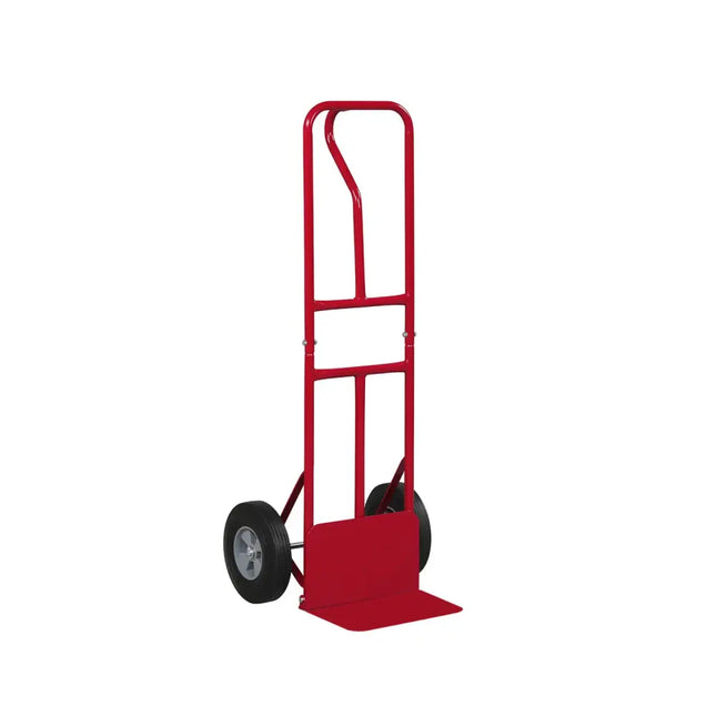 Metal Hand Truck Heavy-Duty 600 LBS Moving Dolly Cart with P-Handle and 10inch Rubber Wheels-Red - Red - Garages