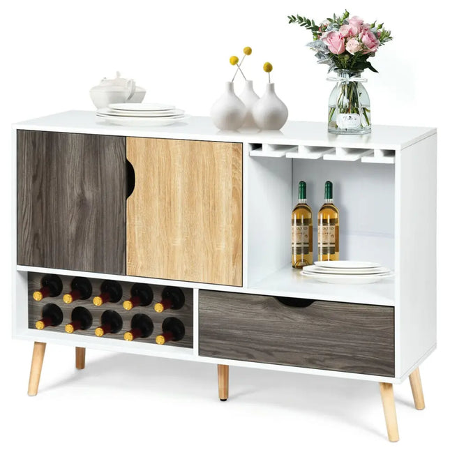 Mid-Century Buffet Sideboard Wooden Storage Cabinet - White - Sideboards Cabinets & Buffets