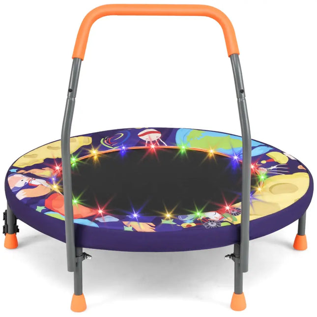 Mini Trampoline Folding Small Rebounder for Kids with Lights-Purple - Purple - Trampolines