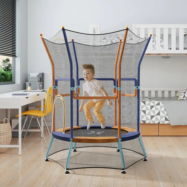 Mini Trampoline for Kids with Safety Enclosure Net and Foam Handles-Orange - Orange - Trampolines