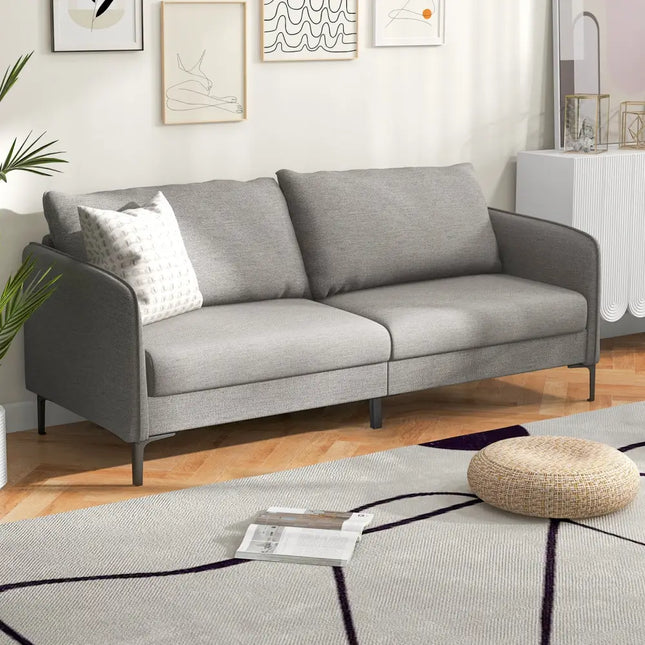 Modern 76 Inch Loveseat Sofa Couch for Apartment Dorm with Metal Legs-Gray - Gray - Sofas & Loveseats
