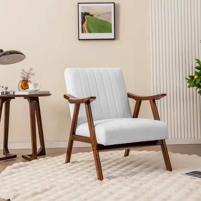 Modern Accent Chair Leisure Armchair with Felt Pads-Beige - Beige - Accent Chairs