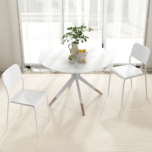 Modern Dining Chairs Set of 4 with Tilted Backrest and Sturdy Metal Legs-White - White - Dining Chairs
