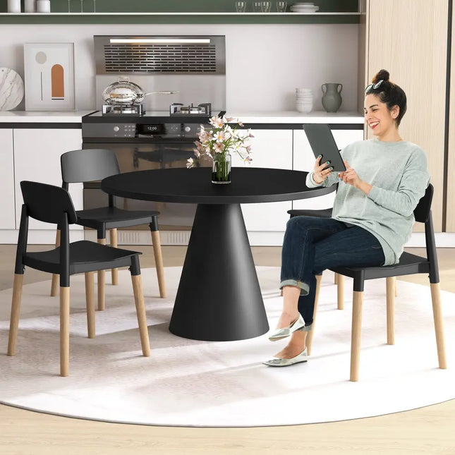 Modern Dining Side Chairs Set of 4 with Ergonomic Backrest for Dining Room-Black - Black - Dining Chairs